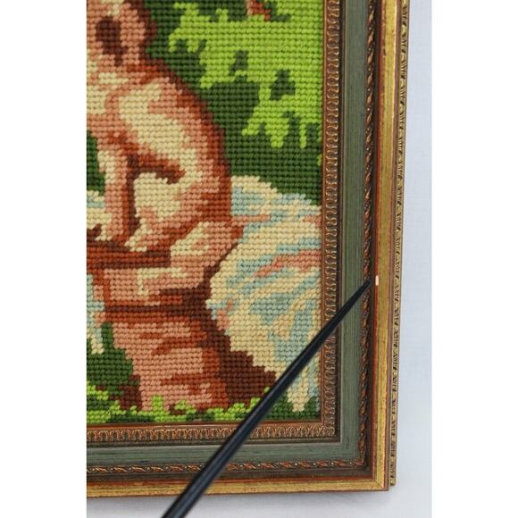 Fragonard The Souvenir Finished Needlepoint Framed French Victorian Lady & Dog - Picture 5 of 10